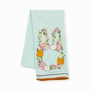 NEW Mackenzie-Childs Floral Bunny Embroidered Dish Towel 100% Cotton 20x28